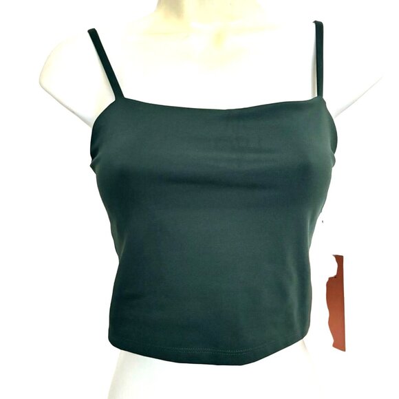 Girlfriend Collective Dark Green Sport Crop Top Sz small adjustable straps new - Picture 1 of 10